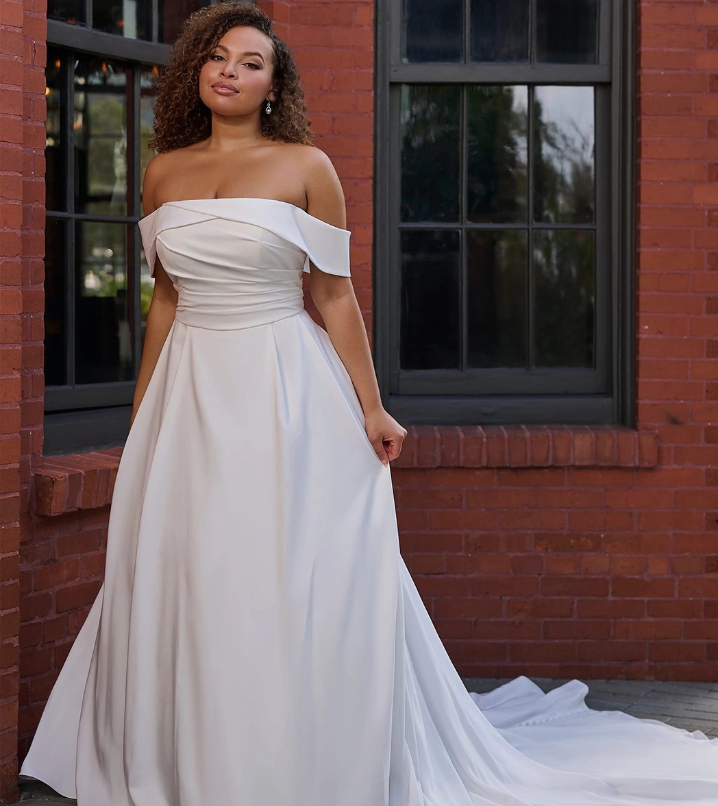 Model wearing a wedding gown
