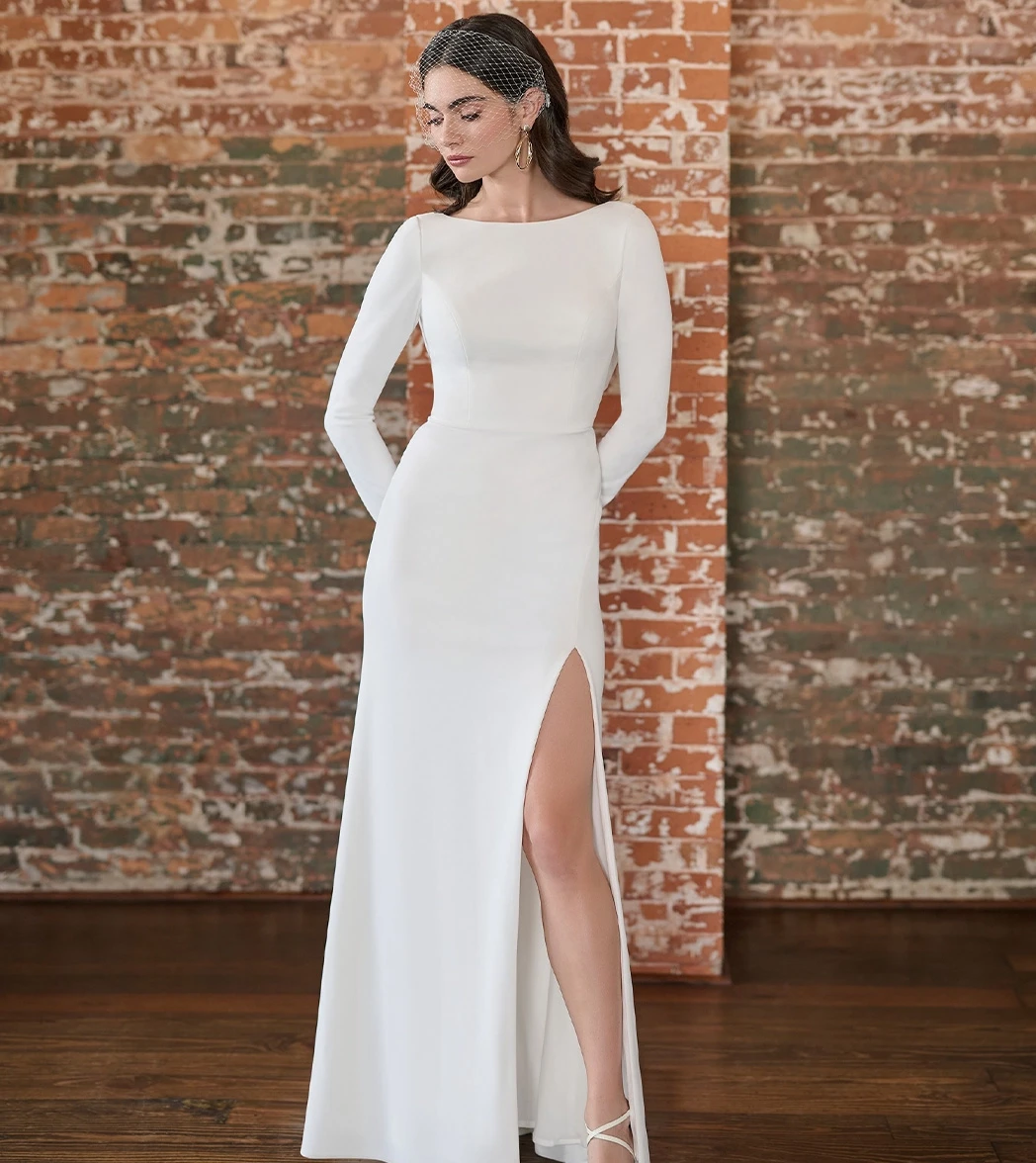 Model wearing a wedding gown