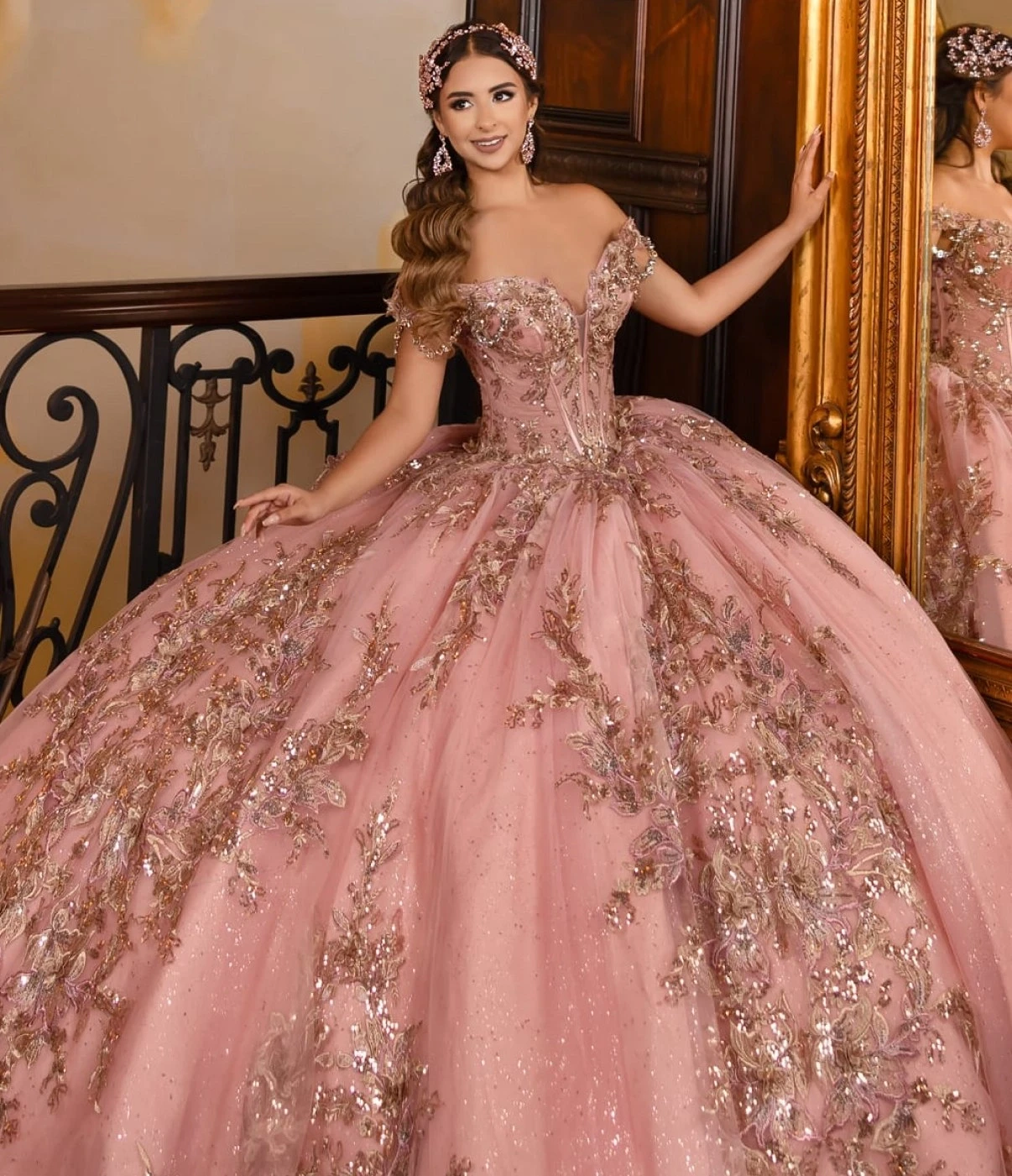 Model wearing a House of Wu Quinceañera dress