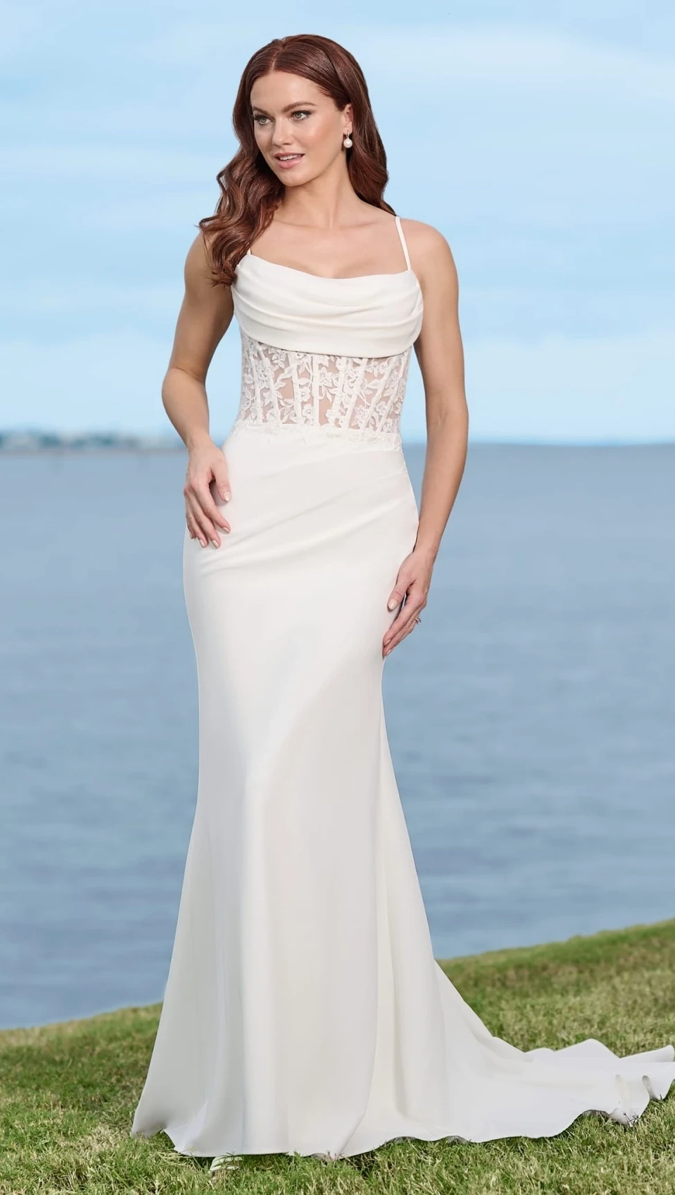 Model wearing a wedding gown