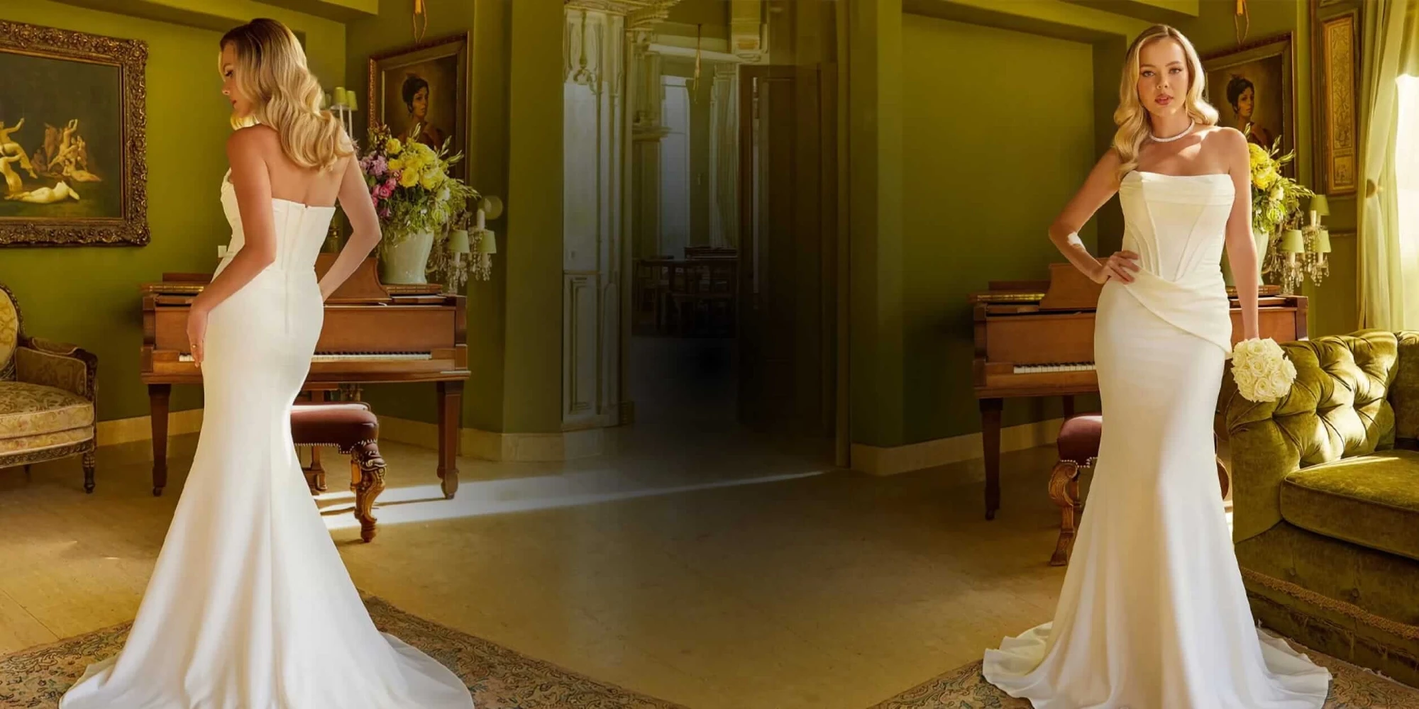 Model wearing a wedding bridal gown