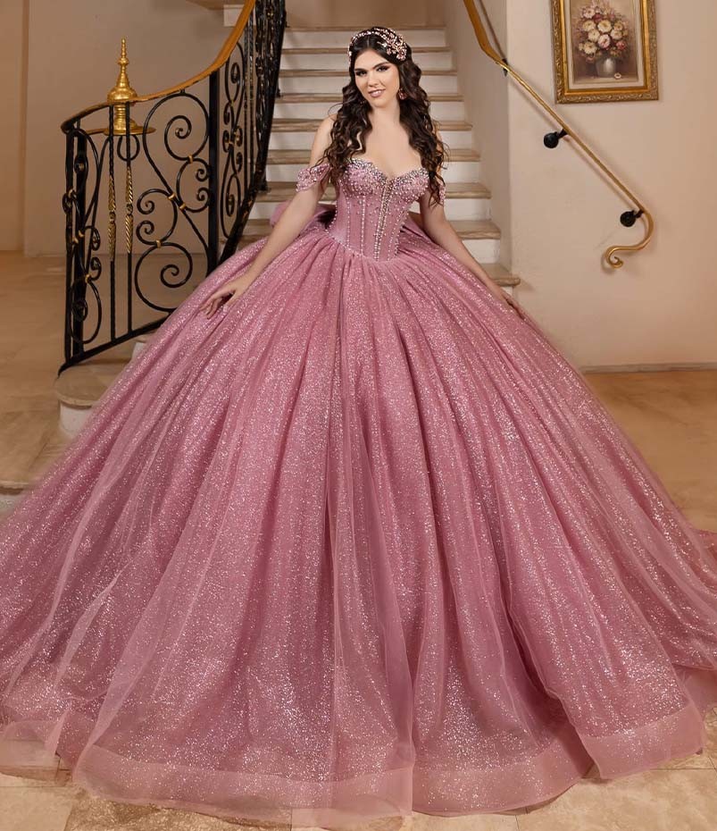 Model wearing a Quinceañera dress