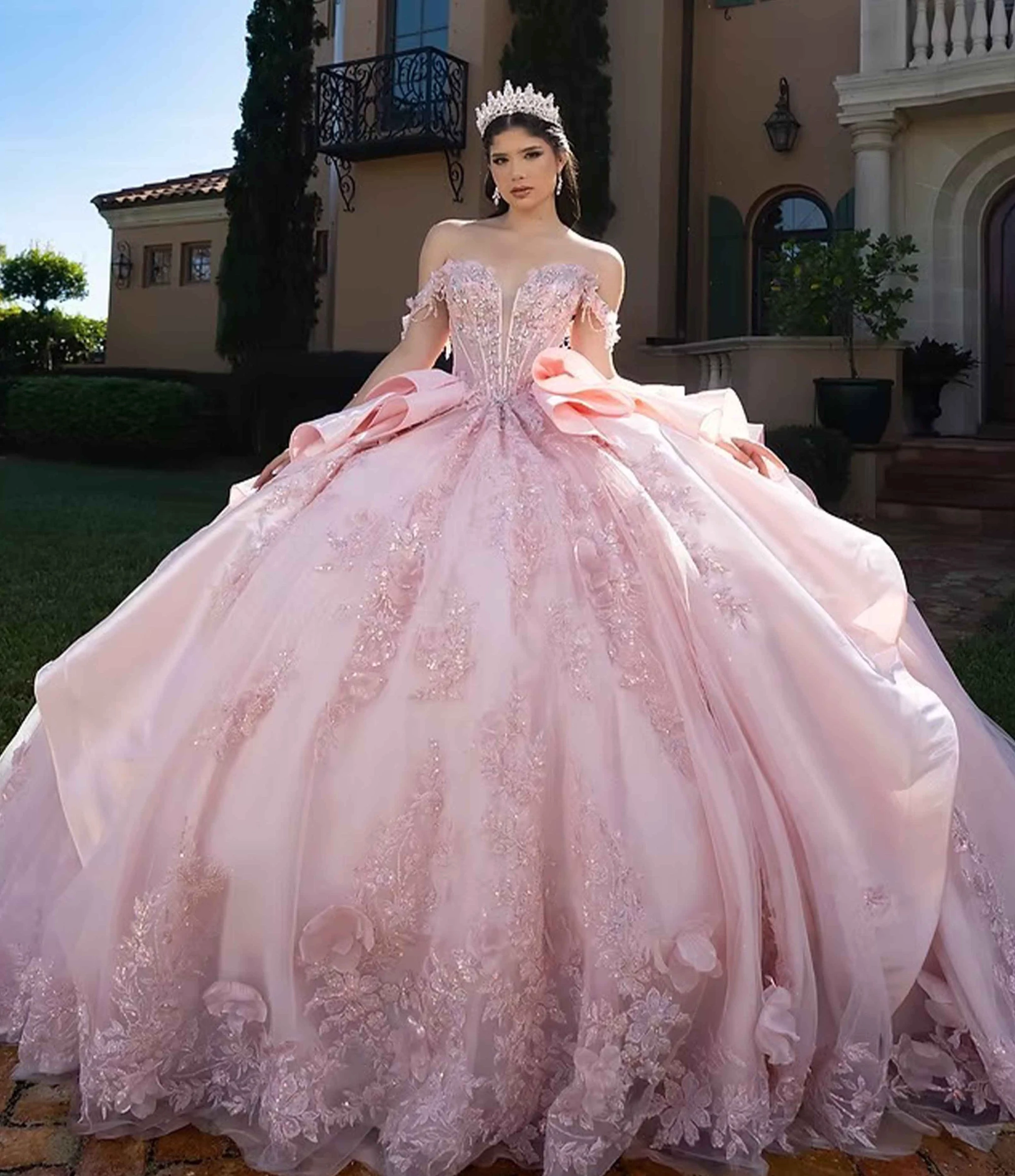 Model wearing a House of Wu Quinceañera dress
