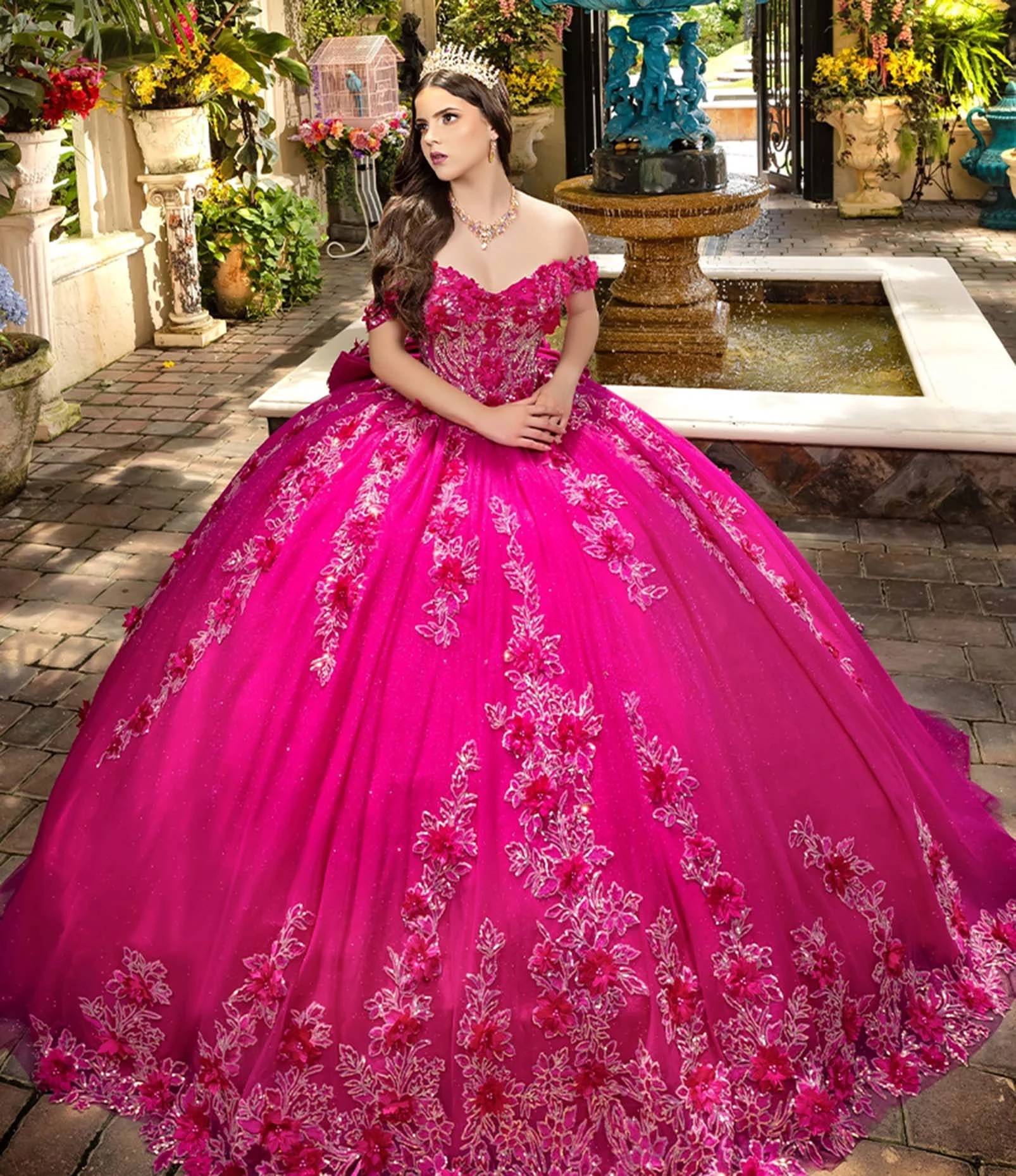 Model wearing a House of Wu Quinceañera dress