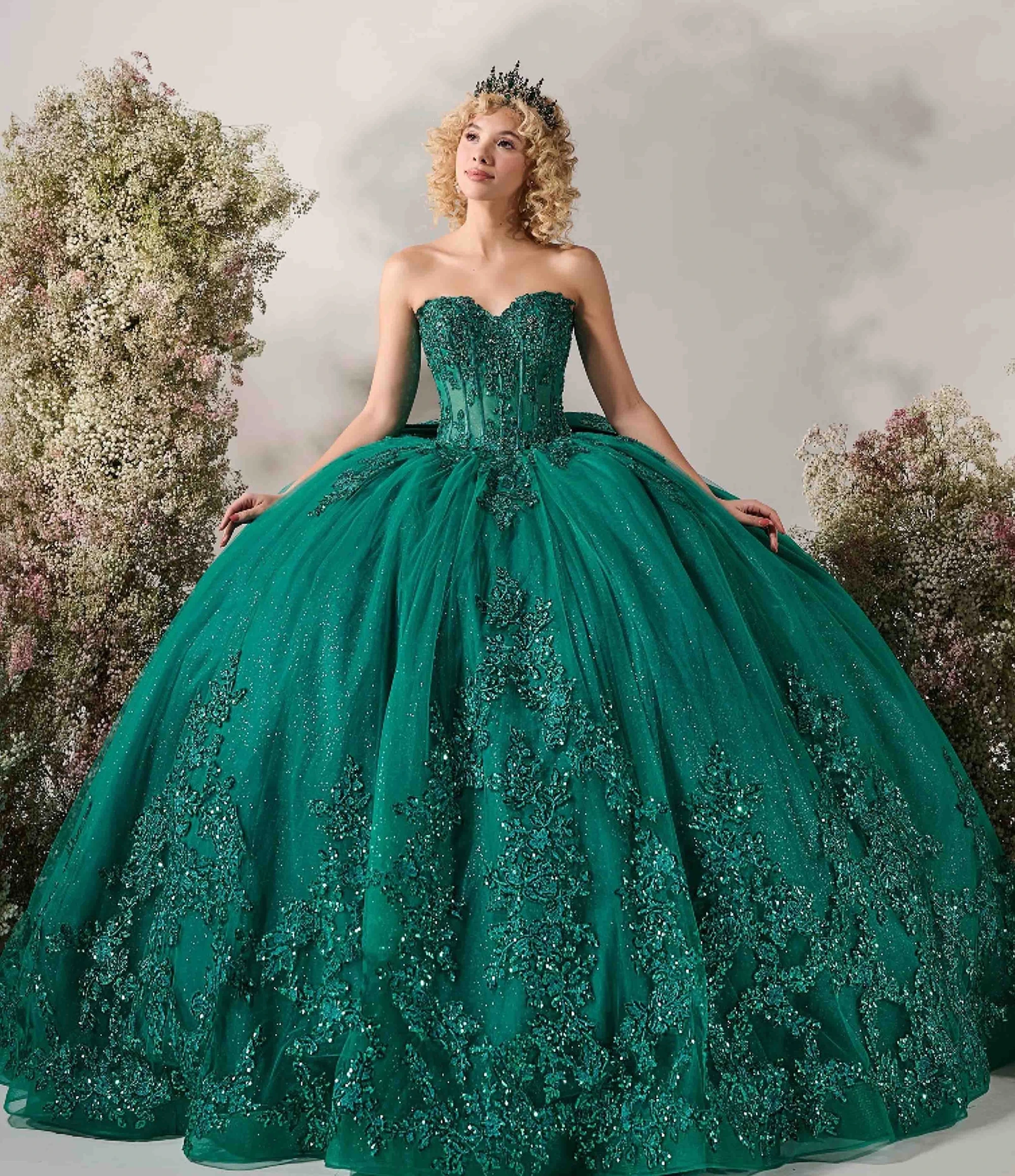 Model wearing a House of Wu Quinceañera dress