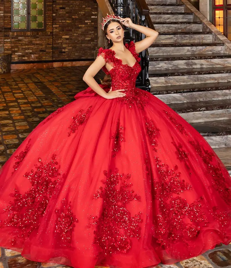 Model wearing a House of Wu Quinceañera dress