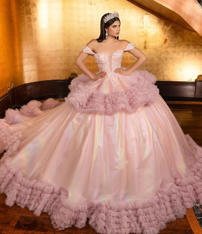 Model wearing a House of Wu Quinceañera dress