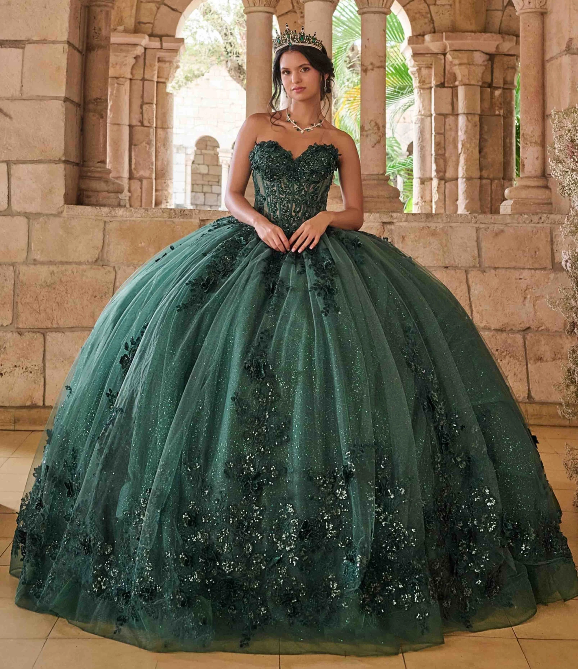 Model wearing a House of Wu Quinceañera dress