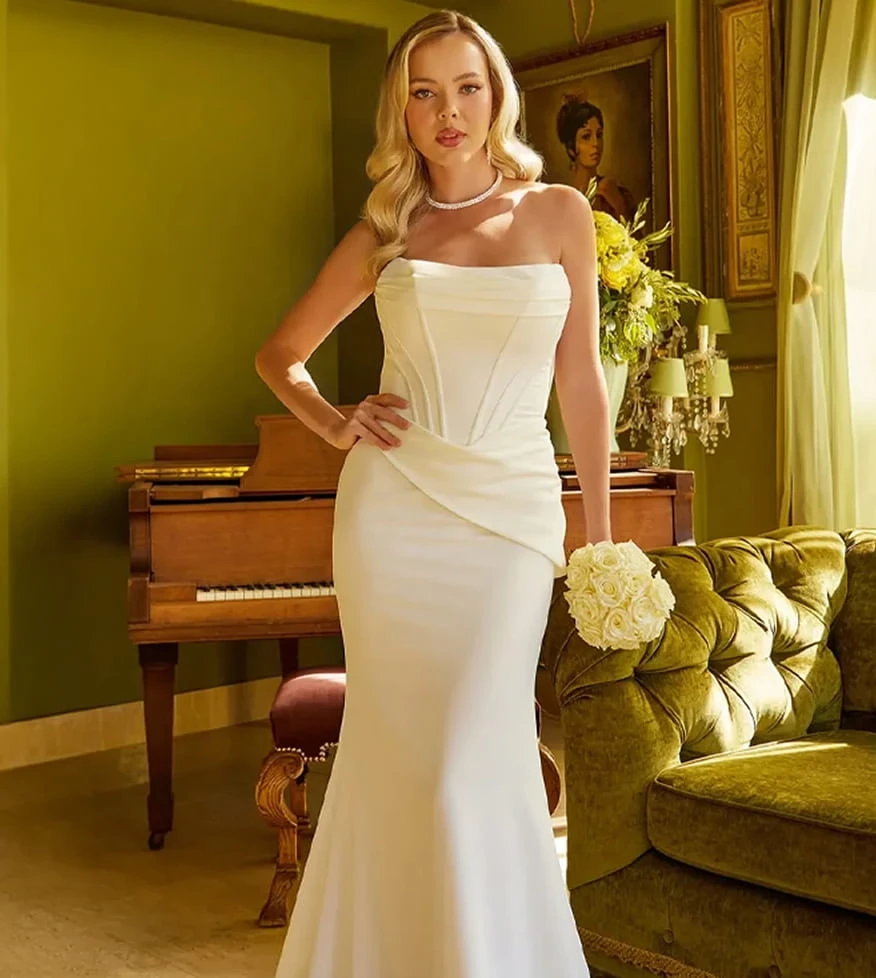 Model wearing a wedding gown