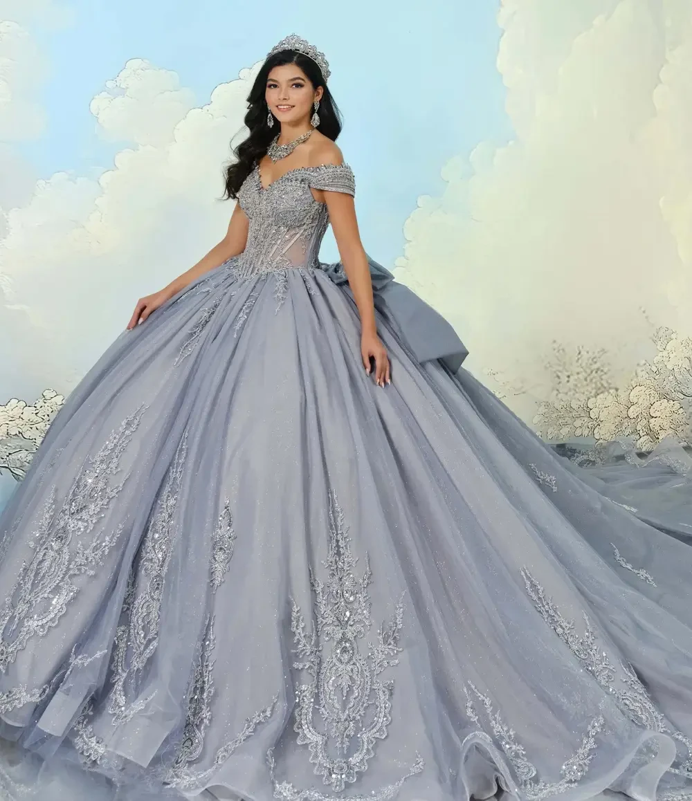 Model wearing a princesa by ariana vara dress