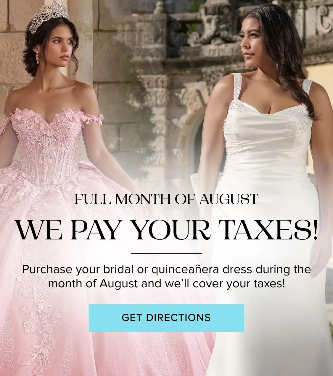 We pay your taxes event at Bridal Quince by Elodia
